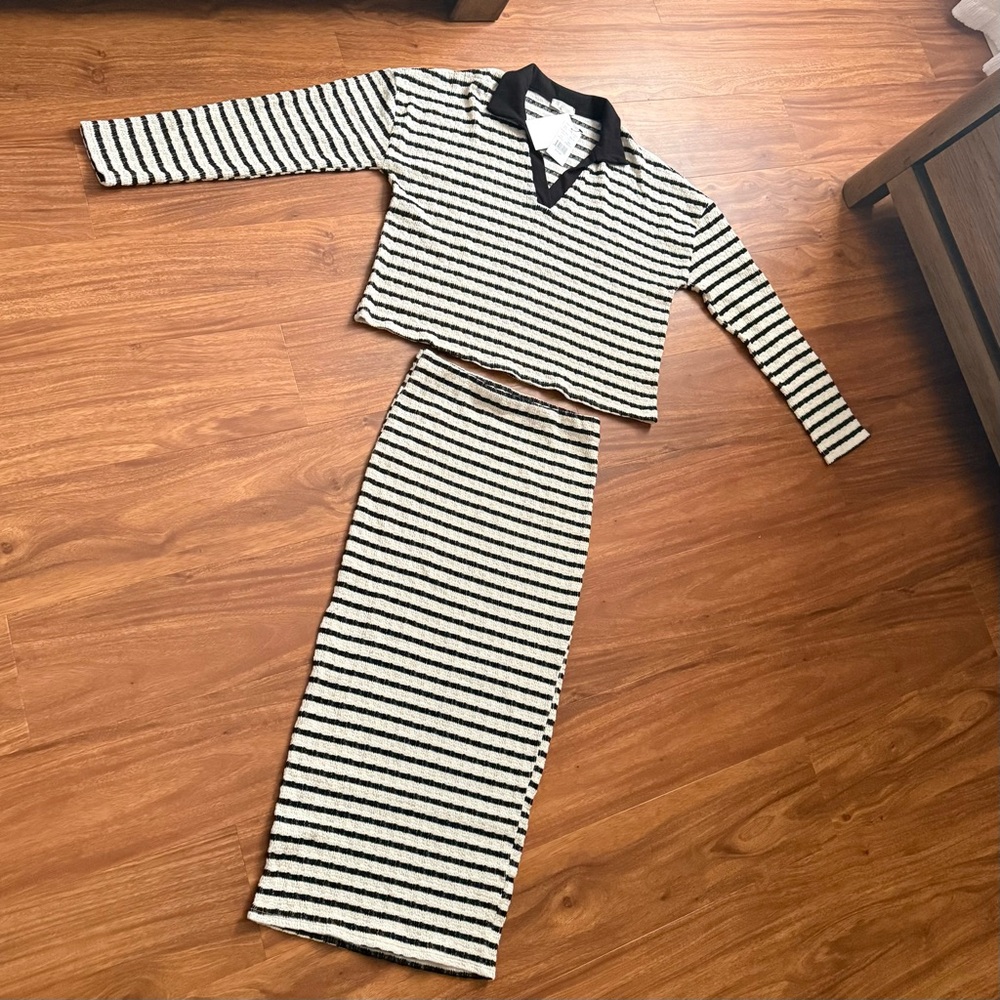 Kali Fashions Striped Knit Cardigan 2 Piece Set